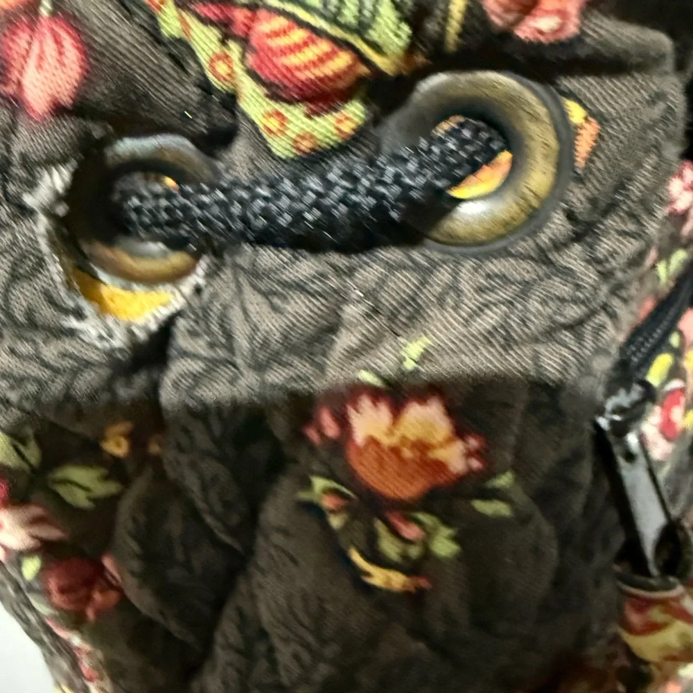 Vera Bradley Chocolate Drawstring Backsack Backpack Purse RETIRED Bag‎ Boho I